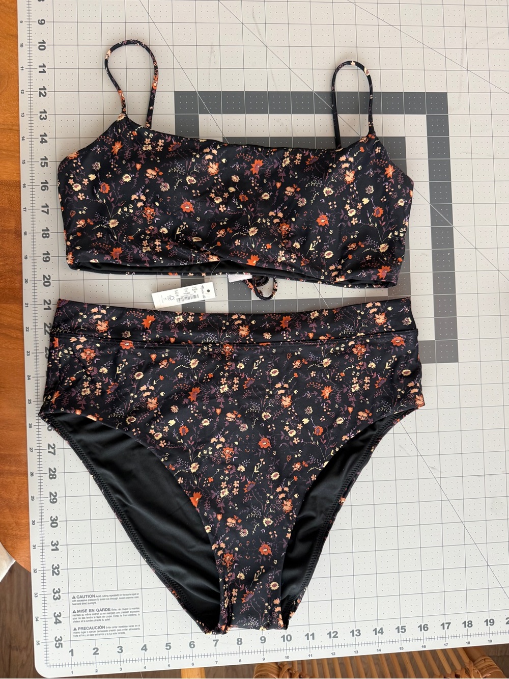 Madewell Black Floral High-Waist Bikini Set